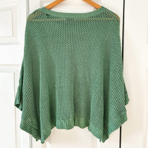 Staccato Green Open Knit Oversized Poncho Sweater Women’s Size S/M EUC - Picture 4 of 5